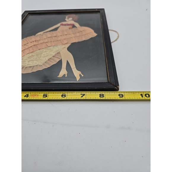 Art Deco Vintage Dimensional Ribbon Art Doll Picture in Layered Gown & Lace Hair - Picture 6 of 10